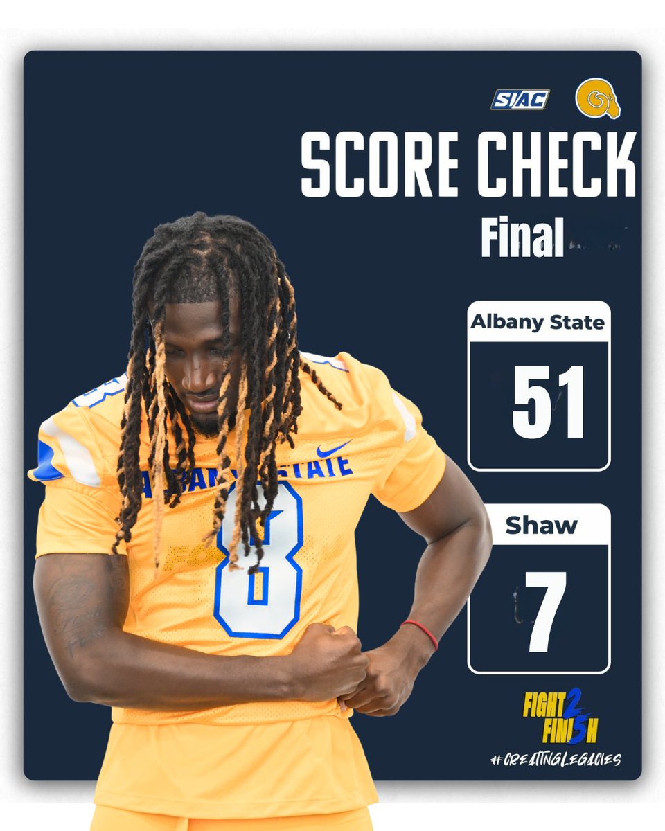 The Golden Rams kicked off the season with an exciting victory over the Bears! Next up, catch ASU in Frankfort, KY, to face off against Kentucky State on September 6.

#CreatingLegacies | #AllIn | #Fight2Fini5h