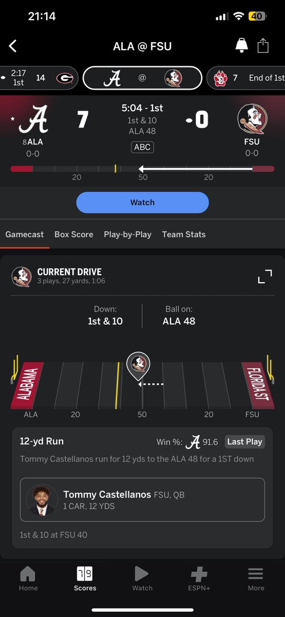 SBattersby's tweet photo. @DAZN_Sport the stream of Alabama @ FSU - “This event has been delayed”

Hmmmm…I’m not sure https://t.co/ZmTODRyw8G