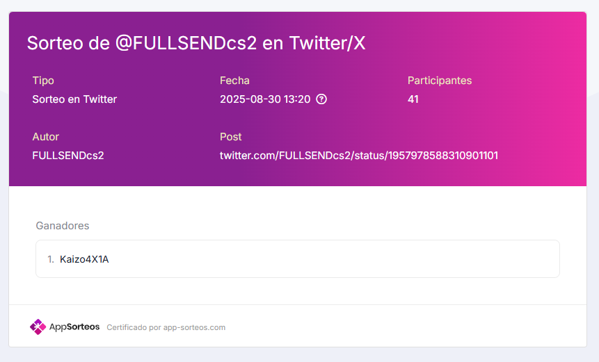 EL GANADOR DEL SORTEO ES 
<a href="/Kaizo4X1A/">LuoXia</a> 

Muchas gracias a todos por participar y suerte para la proxima!