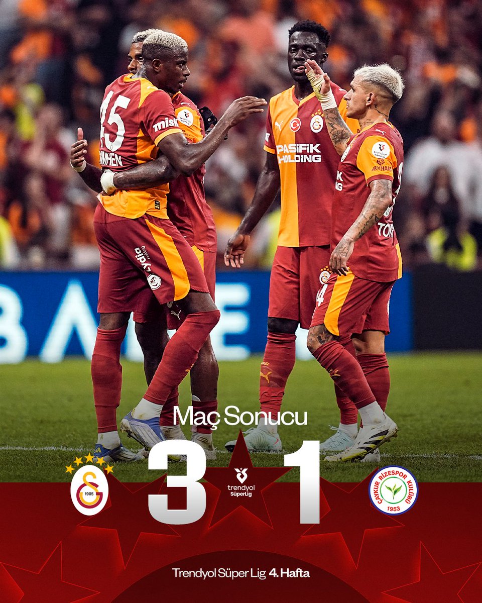 RAMS Park’ta 3 puanı 3 golle alıyoruz! 💪

Maç sonucu: Galatasaray 3-1 Ç. Rizespor 👏

#GSvRİZ