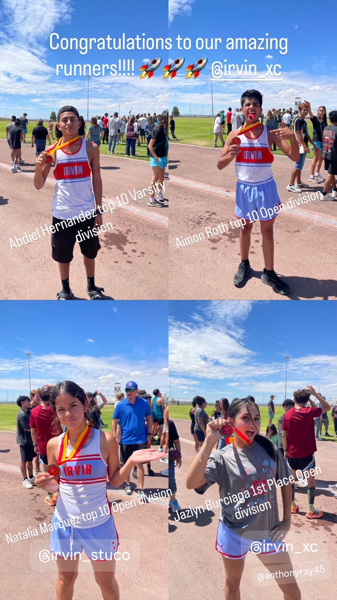 Congratulations to our amazing runners!!!
🚀🏃🏻🏃🏻‍♀️🏃🏻‍♂️
Abdiel Hernandez top 10 Varsity division
Aimon Roth top 10 Open division
Natalia Marquez top 10 Open division
Jazlyn Burciaga 1st Place Open division 🏆
<a href="/EPISDathletics/">EPISD ATHLETICS</a> <a href="/irvin_high/">Irvin High School</a>