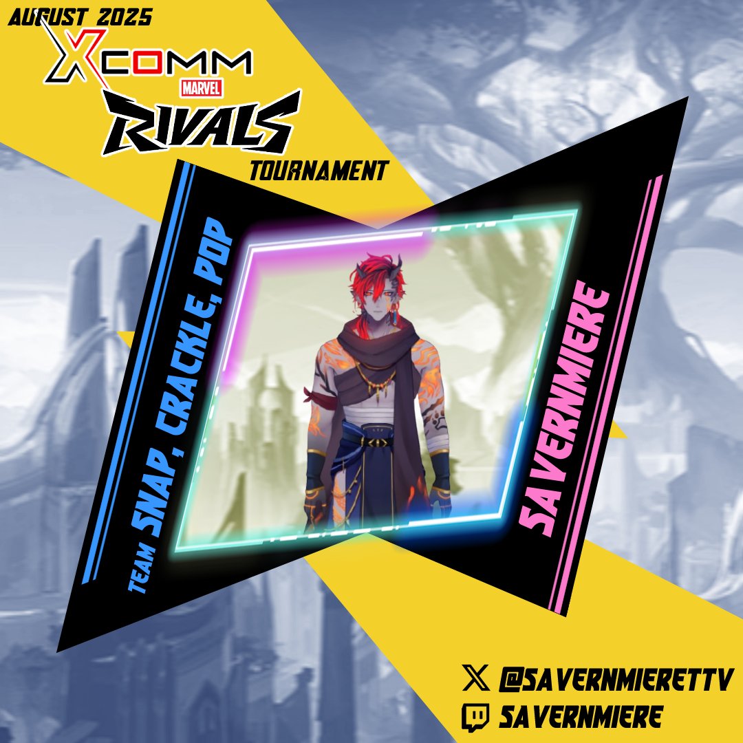 X-COMM Vtuber Tournaments (@xcomm_official) on Twitter photo ⚡️ VTUBER SHOUTOUT ⚡️
📢 Big shoutout to <a href="/SavernmiereTtv/">Savern 🌊🔞🔥</a> of team Snap, Crackle, Pop (SCP)!! 🙏 Thank you for joining the tournament!
🖥️ Please check out their streams at twitch.tv/savernmiere!
👇 Other team members below 👇 ⚡️ VTUBER SHOUTOUT ⚡️
📢 Big shoutout to <a href="/SavernmiereTtv/">Savern 🌊🔞🔥</a> of team Snap, Crackle, Pop (SCP)!! 🙏 Thank you for joining the tournament!
🖥️ Please check out their streams at twitch.tv/savernmiere!
👇 Other team members below 👇