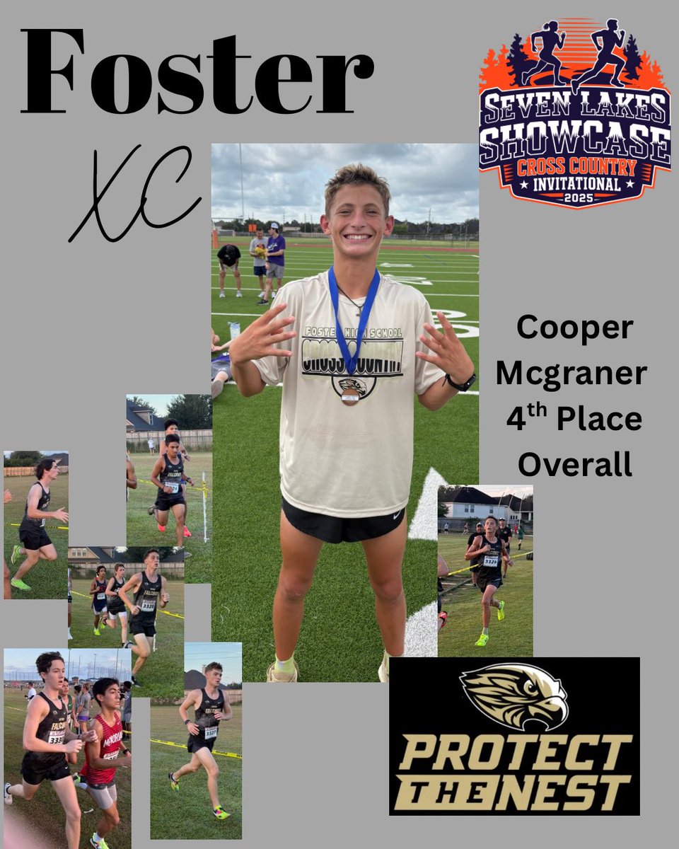 fosterXC_PTN's tweet photo. Big day for @FosterXC at the Seven Lakes Showcase—an elite invite featuring the top teams in the Houston area!🏅 Cooper McGraner battled with the best, finishing 4th Overall with a new PR!  You make us Foster Proud! #CrossCountry #FosterXC https://t.co/TeWizx5c9N
