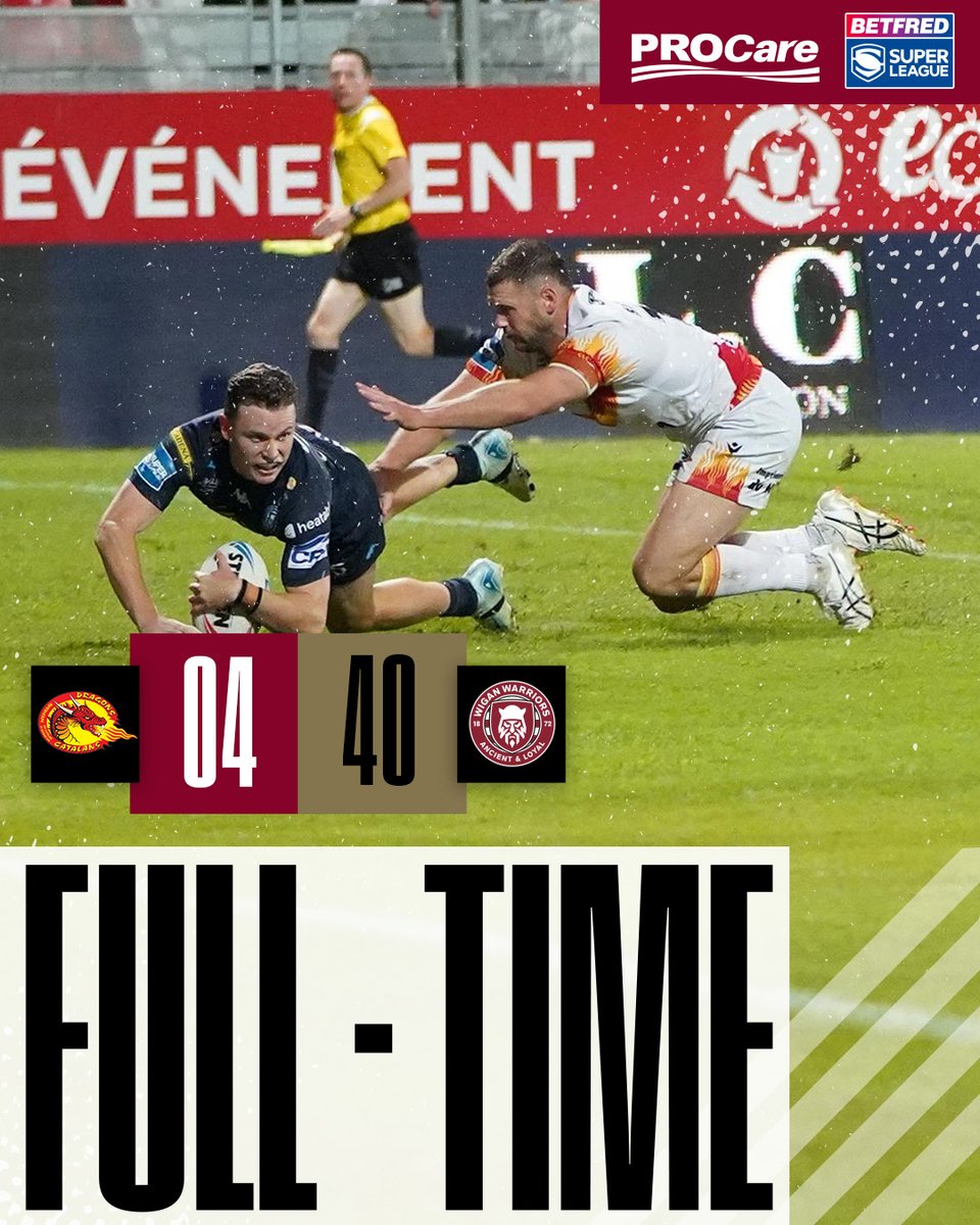 WiganWarriorsRL's tweet image. ⏱ 𝙁𝙐𝙇𝙇 𝙏𝙄𝙈𝙀 @procareltd 

A BIG two points claimed by the Warriors in Perpignan! 

#WWRL #SLCATWIG