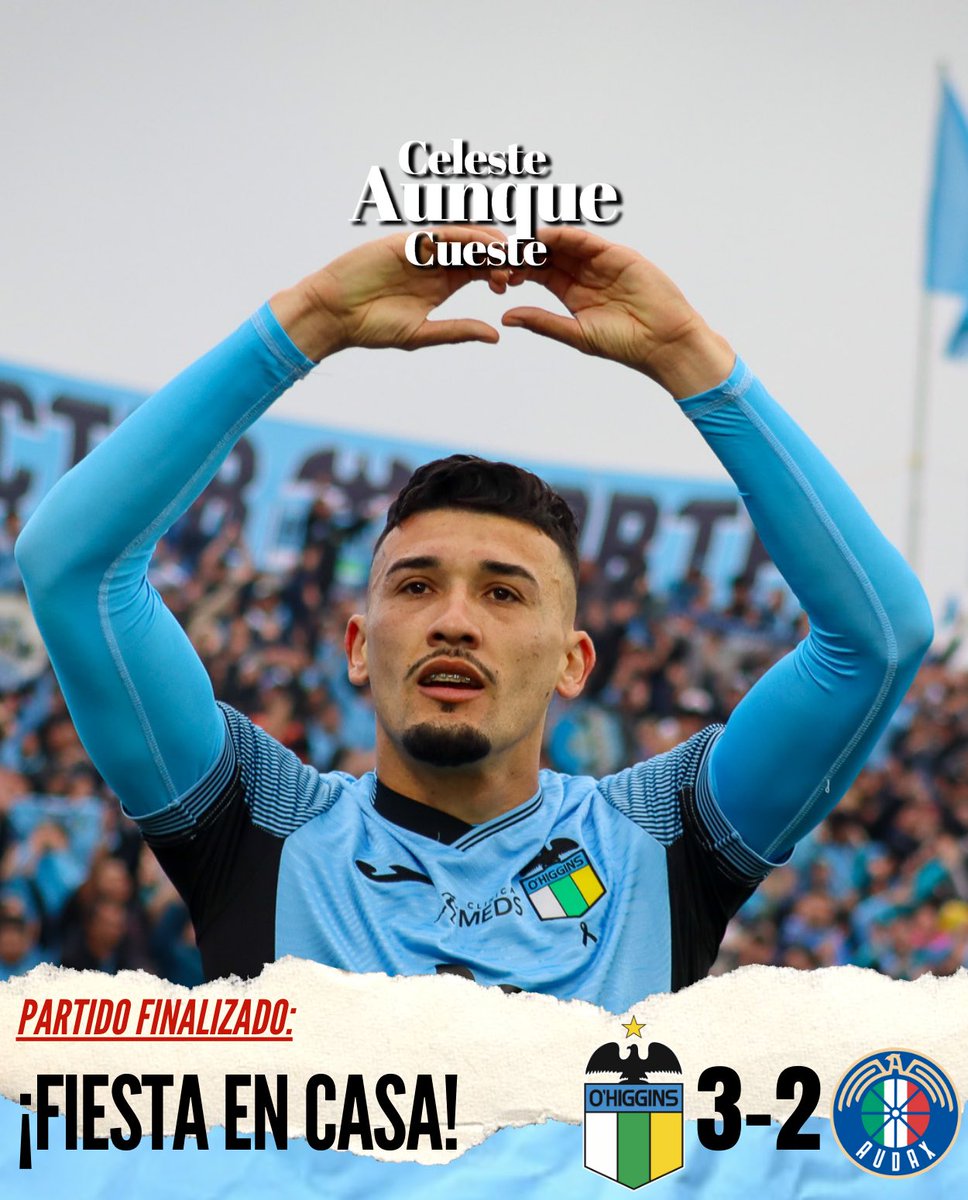 #Fecha22🤩 | En su retorno al Estadio El Teniente, O’Higgins venció a Audax Italiano. Maximiliano Romero, Martin Sarrafiore y Arnaldo Castillo anotaron. Palestino de visita será el próximo desafío. ¿Qué te pareció el partido? 👀

📸: Bárbara Cáceres

#CelesteAunqueCueste✍🏻