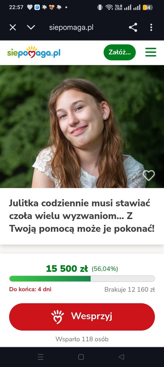 Dziękuję moja Twitterowa rodzino ♥️
To niesamowite mieć w Was tak ogromne wsparcie .
Dzisiejszego dnia zbiórka Julity powiększyła się o 400zł .

Proszę wytrzymacie moje spamowanie 🙈
siepomaga.pl/julita-majkows….