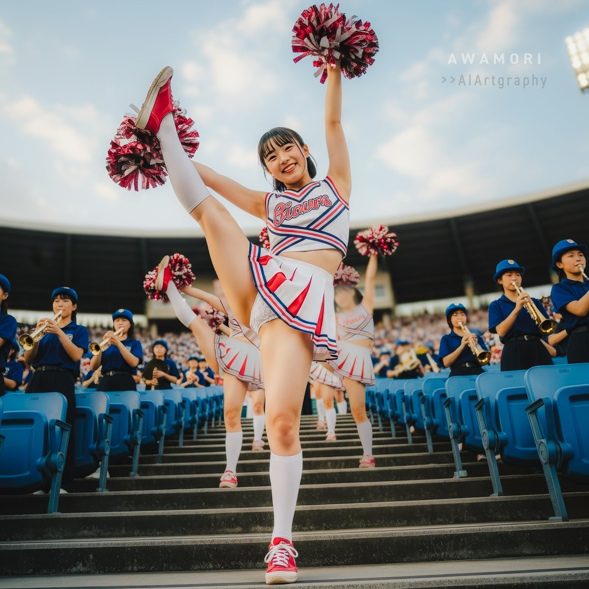 2022Awa's tweet image. 📢 #cheers_weekend #cheerleaders #aiportrait #aiphotography #aigravure #aigirl #photoshop #lightroom #photorealism #firefly #Imagen4 #4K