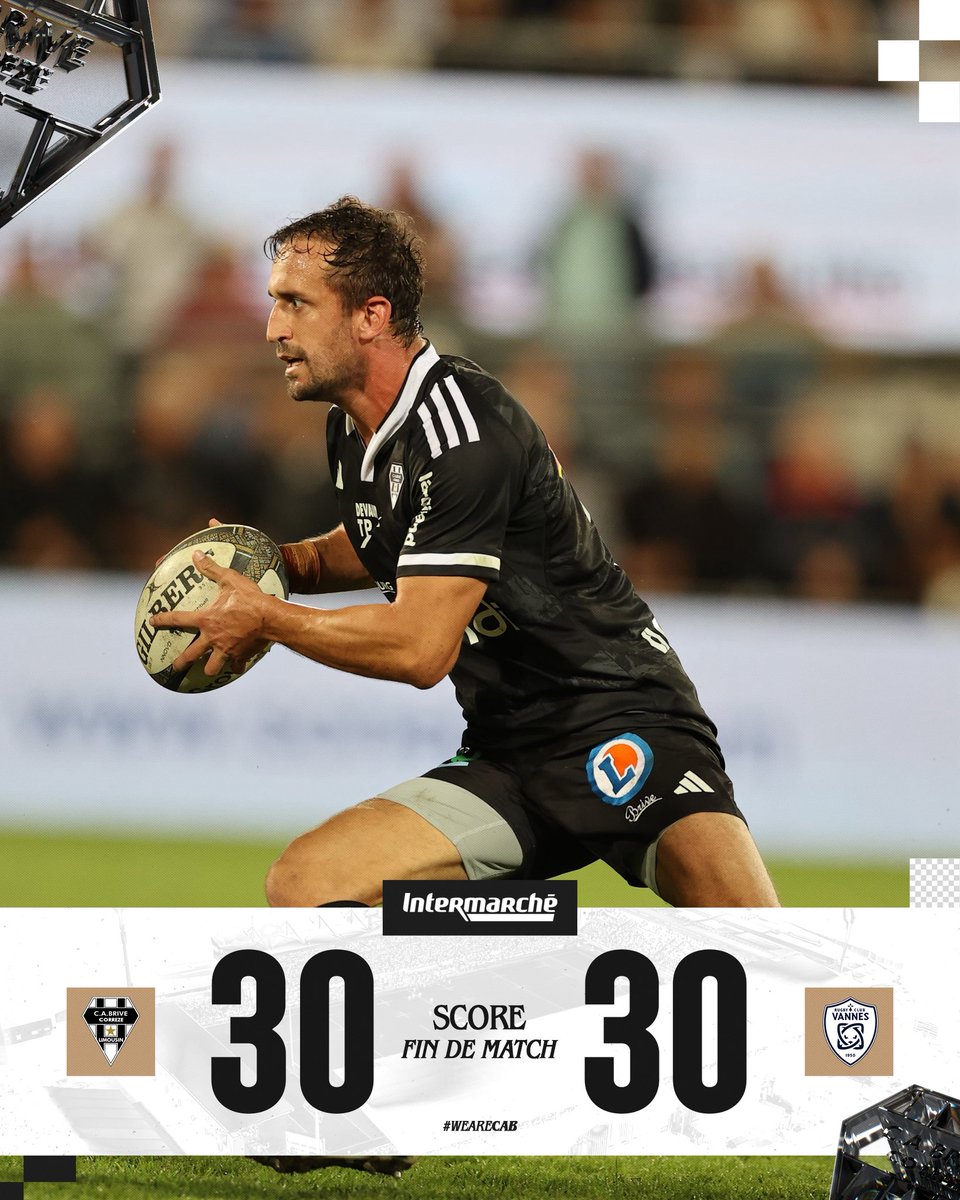 𝑭𝑰𝑵 𝑫𝑼 𝑴𝑨𝑻𝑪𝑯

Match nul pour cette première à domicile. Sur le fil les Noir &amp; Blanc ont recollé au score après une seconde période maîtrisé par les Vannetais. 

Merci aux supporters pour votre soutien  🙌