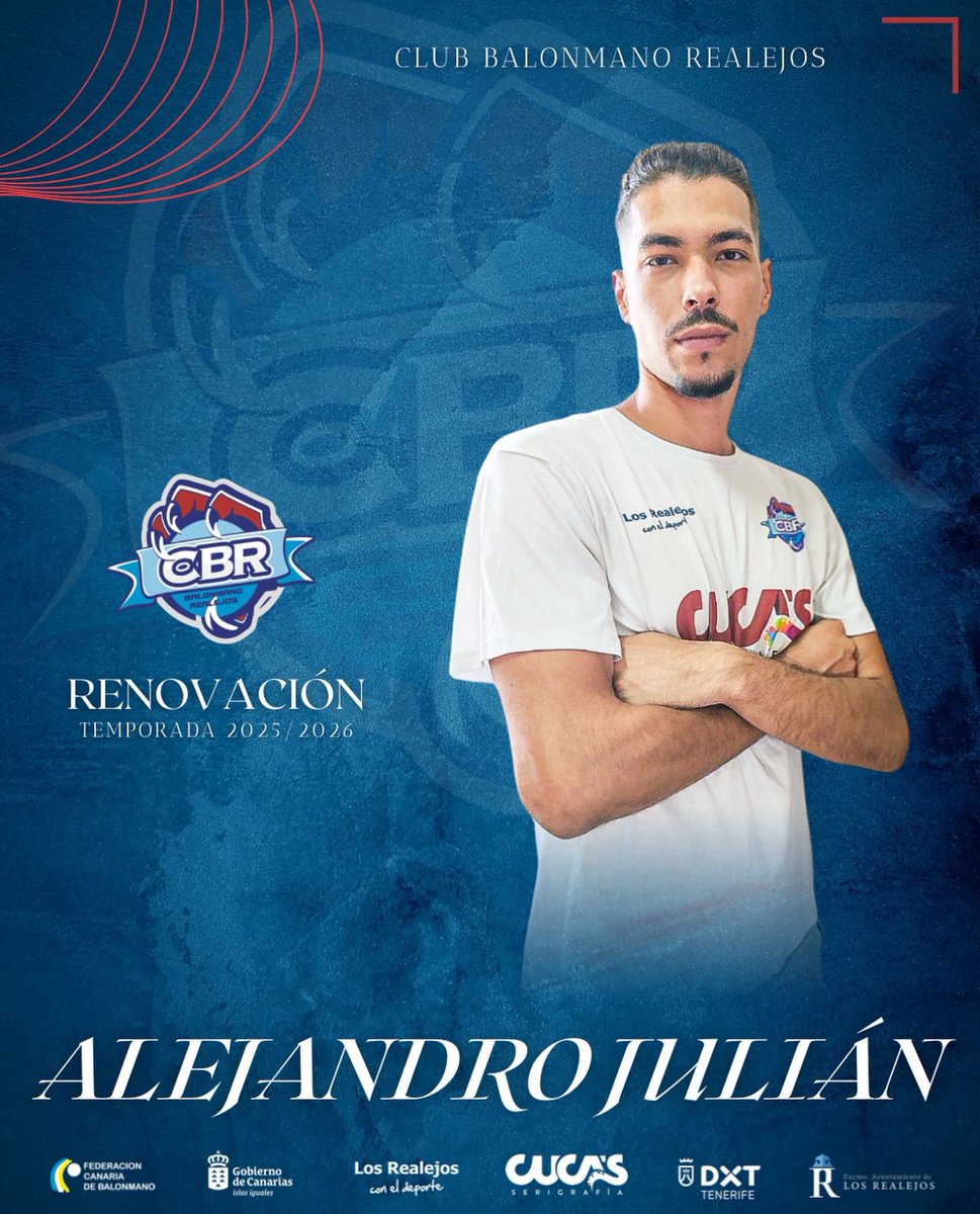 🔵🤾🏽 ¡Renovación confirmada!
Alejandro Julián seguirá defendiendo nuestra camiseta una temporada más.
Potencia y velocidad por la izquierda. 💙 #BalonmanoRealejos #Renovación #SomosCBR"