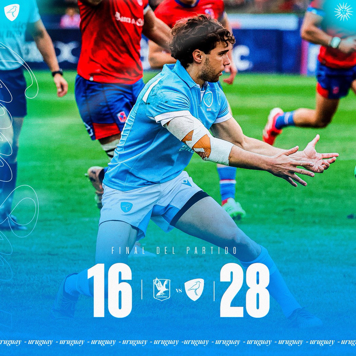 ¡La victoria se va para Uruguay! 😤

🇨🇱 16-28 🇺🇾

Un paso más cerca. ¡VAMOS! 💙