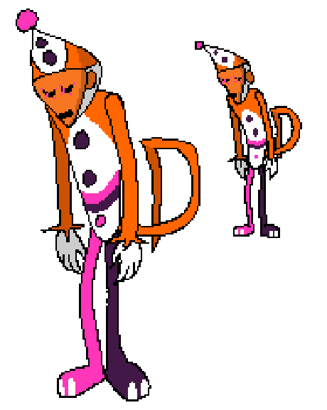 Beedril_beef's tweet photo. #deltarune #ocart #deltarunefanart #jevil #pixelart I got bored and decided to make this creature. say hi to Dester my Au's version of Jevil, with a sprite to boot https://t.co/BbIR4kaFwJ
