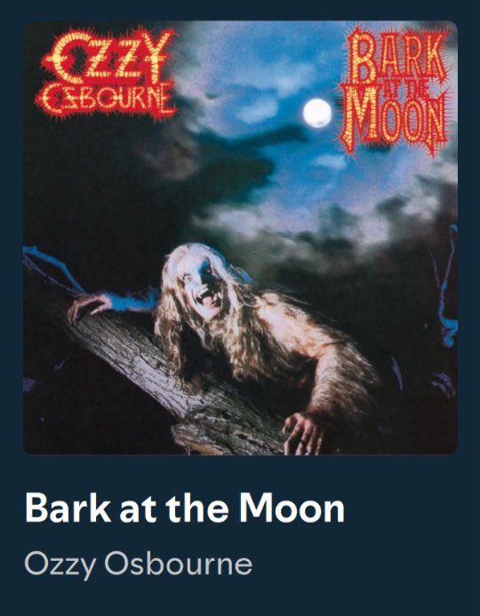 #DavidsMonthOfMusic
August - songs by artists no longer with us 

Aug 30 - Ozzy Osbourne 
Bark at the Moon
Ozzy Osbourne 

open.spotify.com/track/2E7W1X4m…