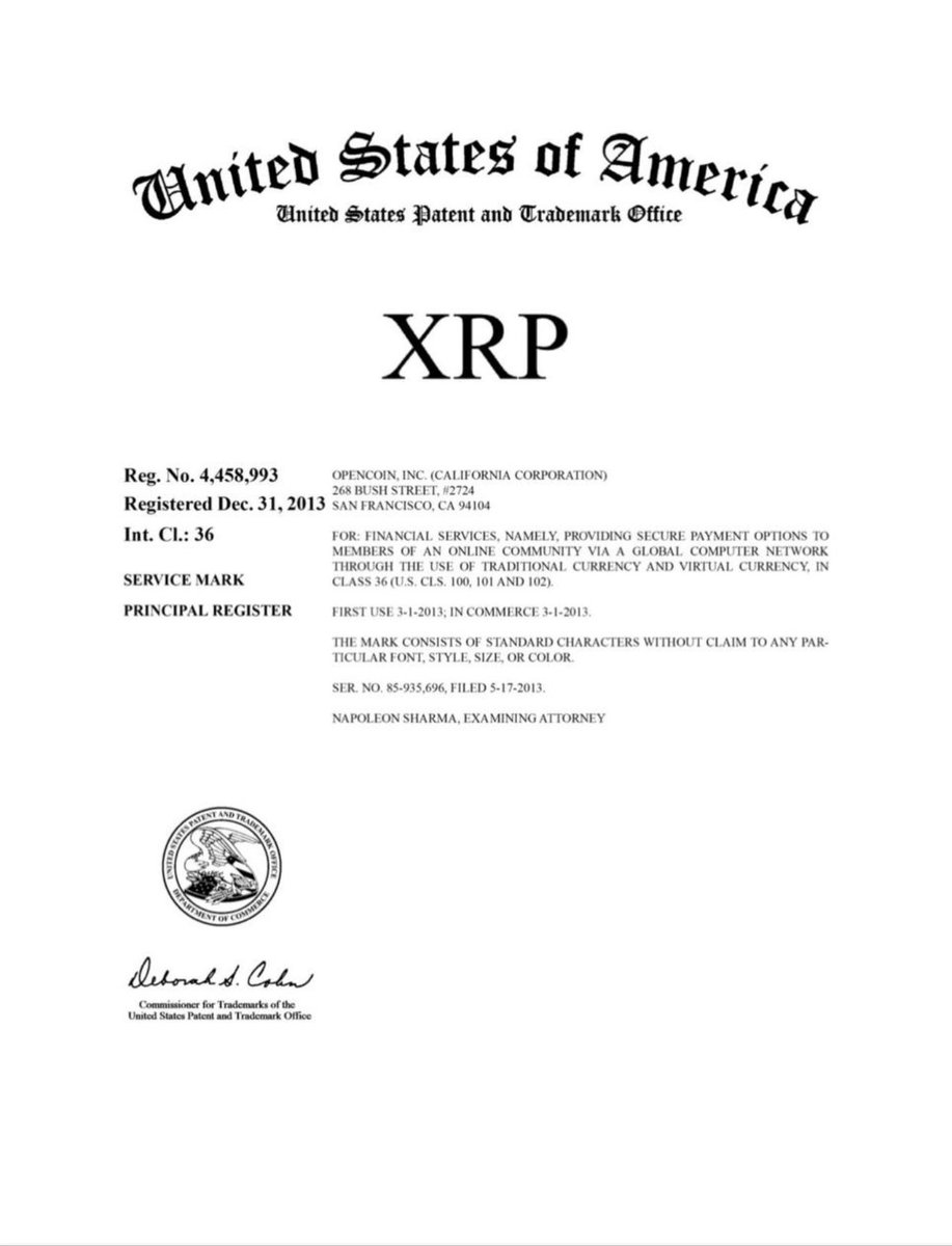 InvestWiithD's tweet photo. B00000000000000000M!!!
An unknown document has been revealed, showing that the United States of America has already patented #XRP and has classified it as a payment method for financial services! 💥🔥 https://t.co/GUgUHLSV3e