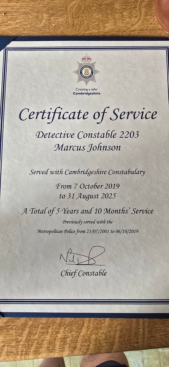 *amended post* Tomorrow marks the end of my policing career as I retire after 24 years policing first with the Metropolitan Police (18 years) and then finally with Cambridgeshire Constabulary.