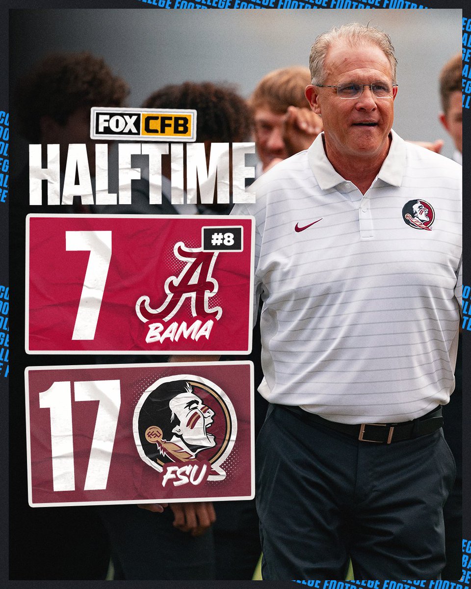 Florida State has the halftime lead over No. 8 Alabama 👀