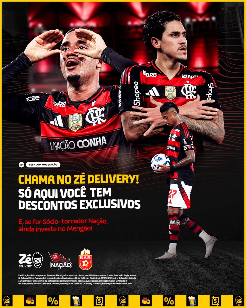 Flamengo's tweet image. Sócio Nação Sem Fronteiras, 100% do valor da sua mensalidade é convertida em cupons no app do Zé! 🍻
Para aproveitar é simples: basta se cadastrar no app do Zé Delivery com o mesmo e-mail de sócio e selecionar o cupom na hora do pagamento!
#CashbackDoSócio #BebaComModeração #ad…
