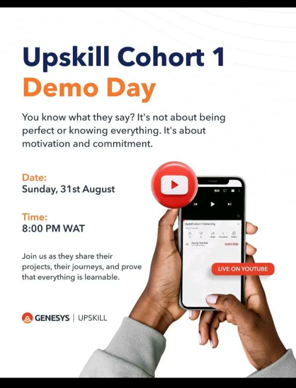 callmeBuchii's tweet image. Join us as we showcase our projects, share our stories, and prove that everything is learnable.
Whether you&apos;re curious, inspired, or just cheering us on, your presence means the world.
Watch out for my team: STUDIO X
#GenesysUpSkill #UpskillDemoDay #EverythingIsLearnable