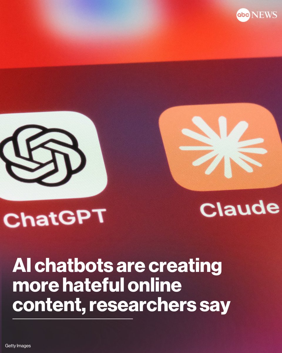 The lack of guardrails leaves AI chatbots open to manipulation and has resulted in them generating antisemitic and other hateful online content, researchers say.

Read more: abcnews.link/F2X0vCM