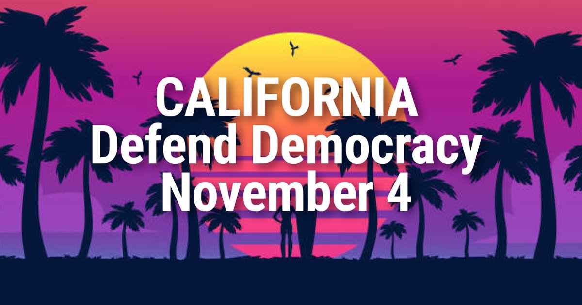 fieldteam_6's tweet image. CA DEMOCRATS: WE ARE THE FIREWALL.

Nov. 4 - show up, bring  2 voters. Stop MAGA's rigged maps.

We win the House in '26 or lose it for a decade.

Vote. Every election. Bring 2 voters w/ you. November 4!

#DefendDemocracy #FairMaps #CADemocrats #Voterizer social.fieldteam6.org/s/zXaaOBck