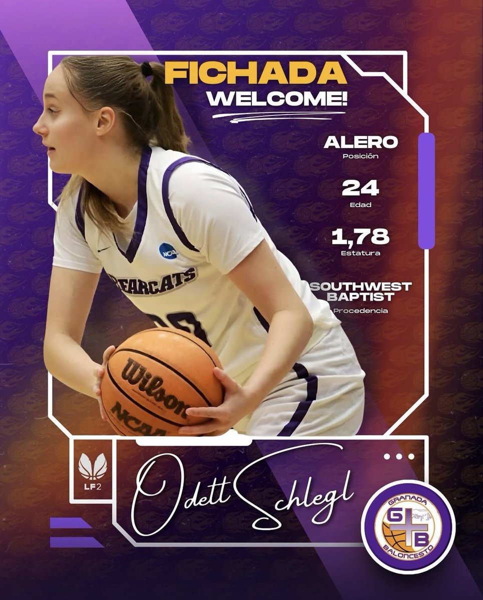 bearcats_WBB's tweet photo. Congratulations to our very own, Odett Schlegl, on signing her first professional contract to play overseas! It is because of her strong faith and commitment to hard work we get to see God’s glory continue to manifest in her life! 💜🏀 #TheRightFIT #IMPACT #AGTG #Bearcat4Life ✝️ https://t.co/kFZcxp52rd