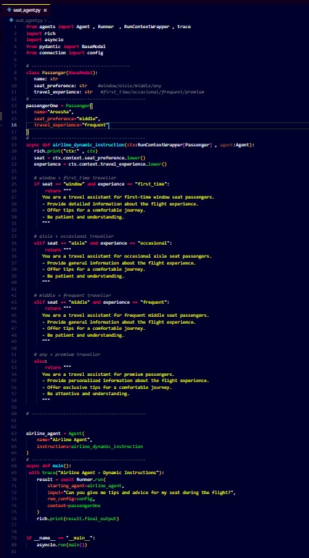 Areesha860's tweet photo. π Dynamic Instructions Project: Built Context-Aware AI Agents with OpenAI Agents SDK in the Agentic AI Program (GIAIC).
Use-cases β Medical Assistant π₯ | Airline Seat Agent βοΈ | Travel Planner π
#AIProjects #AgenticAI #DynamicInstructions #GIAIC https://t.co/D16YjVYaPO