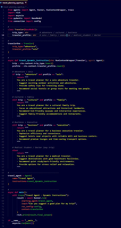 Areesha860's tweet photo. π Dynamic Instructions Project: Built Context-Aware AI Agents with OpenAI Agents SDK in the Agentic AI Program (GIAIC).
Use-cases β Medical Assistant π₯ | Airline Seat Agent βοΈ | Travel Planner π
#AIProjects #AgenticAI #DynamicInstructions #GIAIC https://t.co/D16YjVYaPO