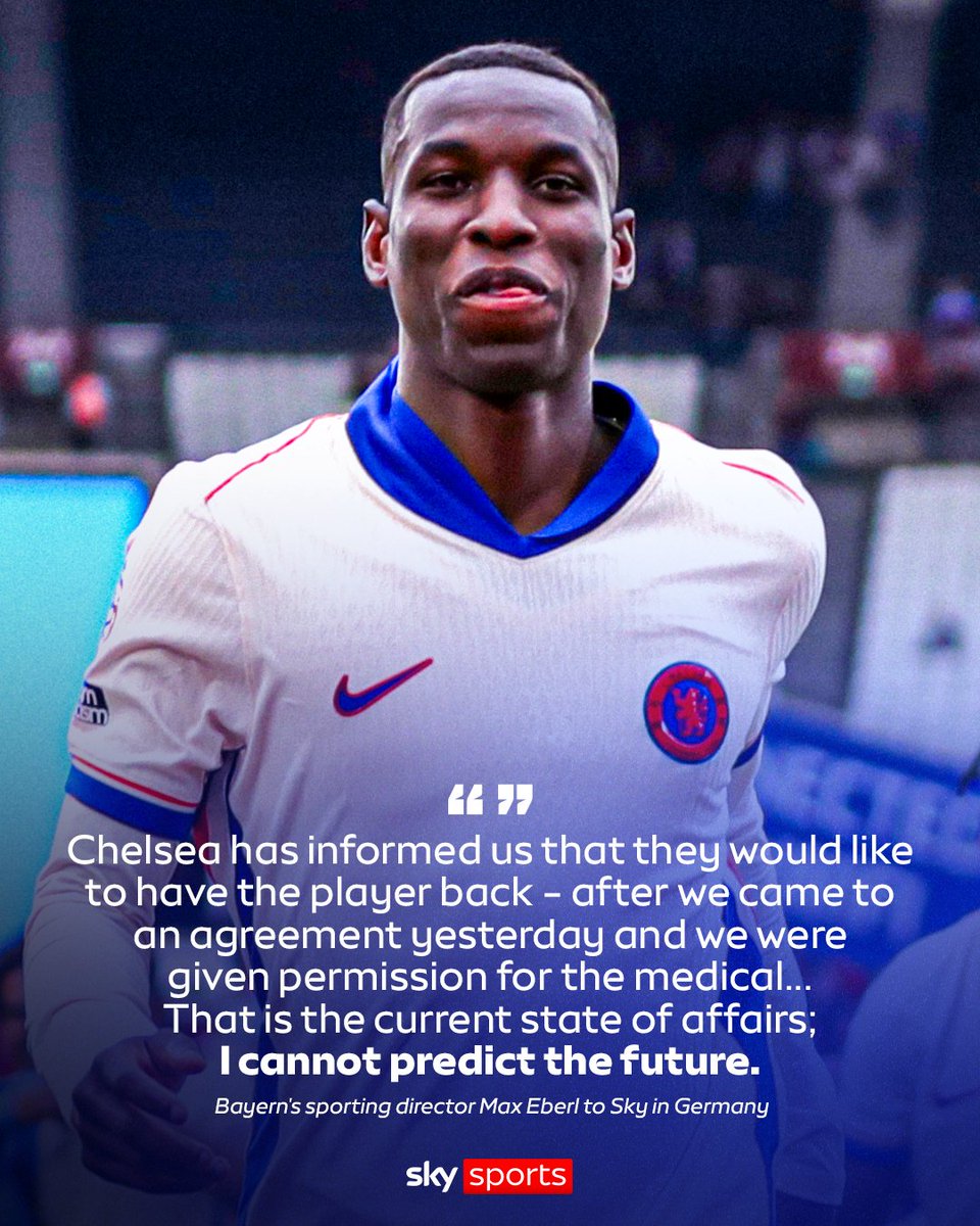 Nicolas Jackson’s agent Diomansy Kamara  “We are not going back. The plane doesn’t go backwards.” ✈️❌

Chelsea have informed Bayern they will not proceed with the proposed loan of Nicolas Jackson after Liam Delap’s injury.

#Chelsea #CFC