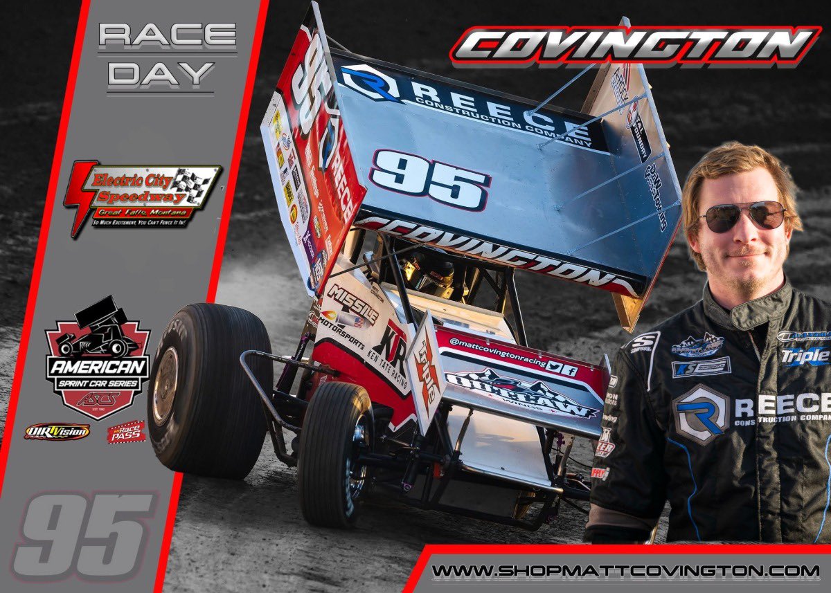 Matt Covington 95 (@mattcovington95) on Twitter photo RACE DAY!!
Night 2 here at Electric City Speedway In Montana with the <a href="/ASCSRacing/">American Sprint Car Series</a> . Finished 4th last night, looking for a podium and win tonight.
Live Stream:
๐ฅ๏ธ <a href="/dirtvision/">DIRTVision</a>
Scoring and lineups:
๐ฒ<a href="/MyRacePass/">MyRacePass</a>
Merch: shopmattcovington.com RACE DAY!!
Night 2 here at Electric City Speedway In Montana with the <a href="/ASCSRacing/">American Sprint Car Series</a> . Finished 4th last night, looking for a podium and win tonight.
Live Stream:
๐ฅ๏ธ <a href="/dirtvision/">DIRTVision</a>
Scoring and lineups:
๐ฒ<a href="/MyRacePass/">MyRacePass</a>
Merch: shopmattcovington.com