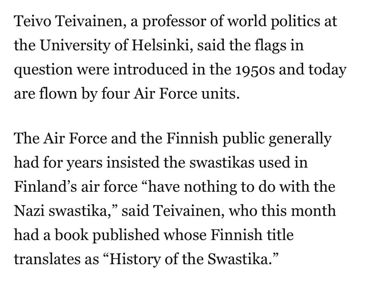 TeivoTeivainen's tweet image. Finnish #Swastika flags will perhaps be seen less soon. Air Force of Finland decided to get rid of the symbol. Also, my book History of the Swastika was just published. 1/2