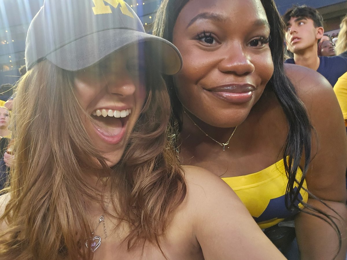 My daughter is having a blast at the game with her friends! Go Blue!