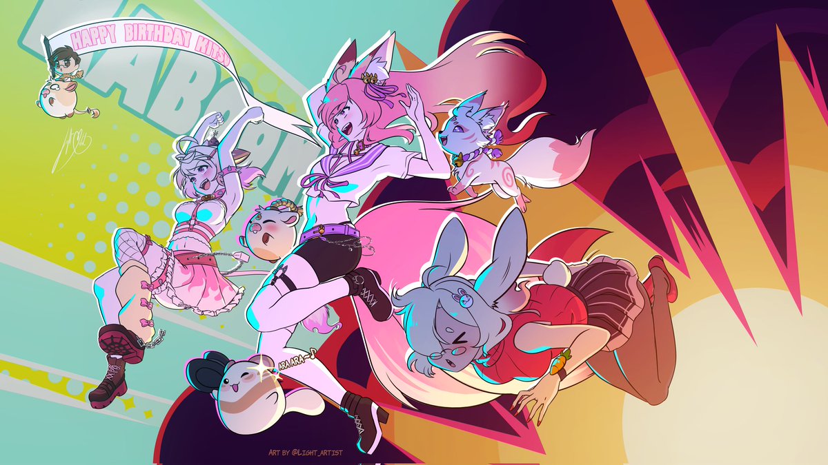 Happy belated birthday <a href="/KitsuneroVT/">Kitsu 🦊💊</a> thanks for always being the best friend to chaos chaos with !! Every day has more smiles when you spend it with a smug foxu 
🎨 by <a href="/Light_artist/">Light Artist - COMM OPEN</a>