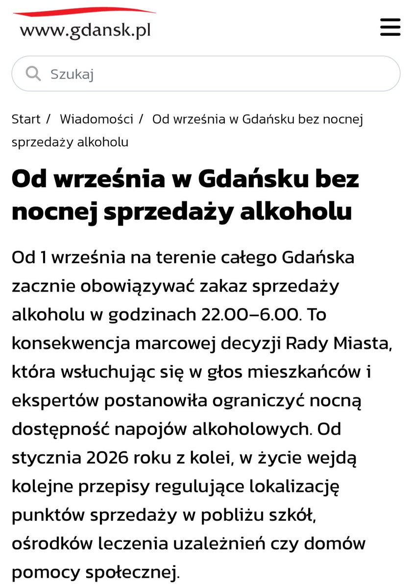 Od 1 września ograniczenie w nocnej sprzedaży alkoholu wprowadza Gdańsk.
Warszawa czeka na decyzję radnych. Po której stronie stanie rządząca miastem <a href="/Platforma_org/">PlatformaObywatelska</a> - mieszkańców czy lobby alkoholowego?