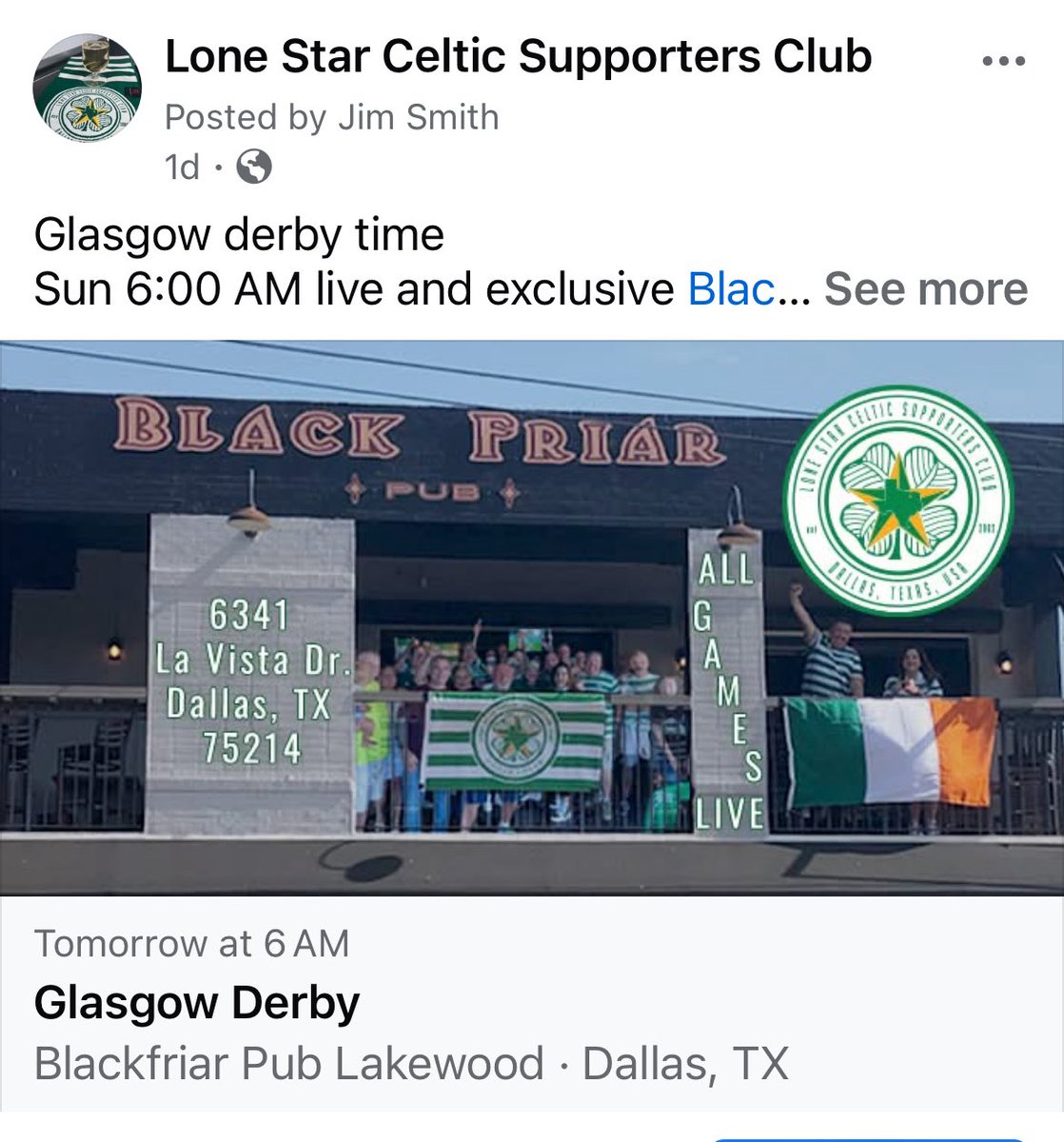If in Dallas Fort Worth come join us at the <a href="/BlackfriarPub/">Blackfriar Pub</a> in the morning, 06:00 AM kick off Hail! Hail!