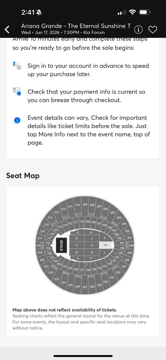 imablob345's tweet photo. @GrandeTourNews @mwziesv hey was checking the seating map and one actually showed up for the kia forum date https://t.co/DLpaDjXGmB