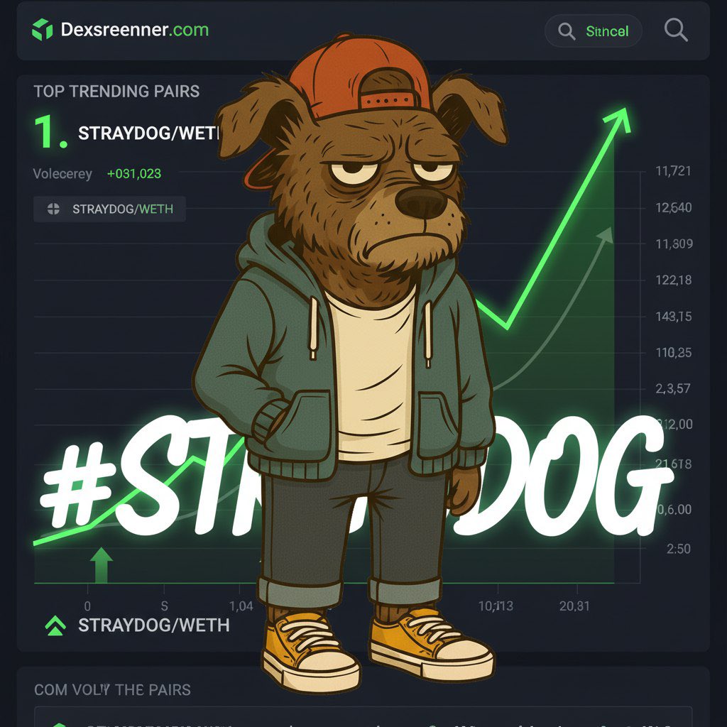 straydogcoin's tweet image. Trending #1 on @dexscreener #StrayDog