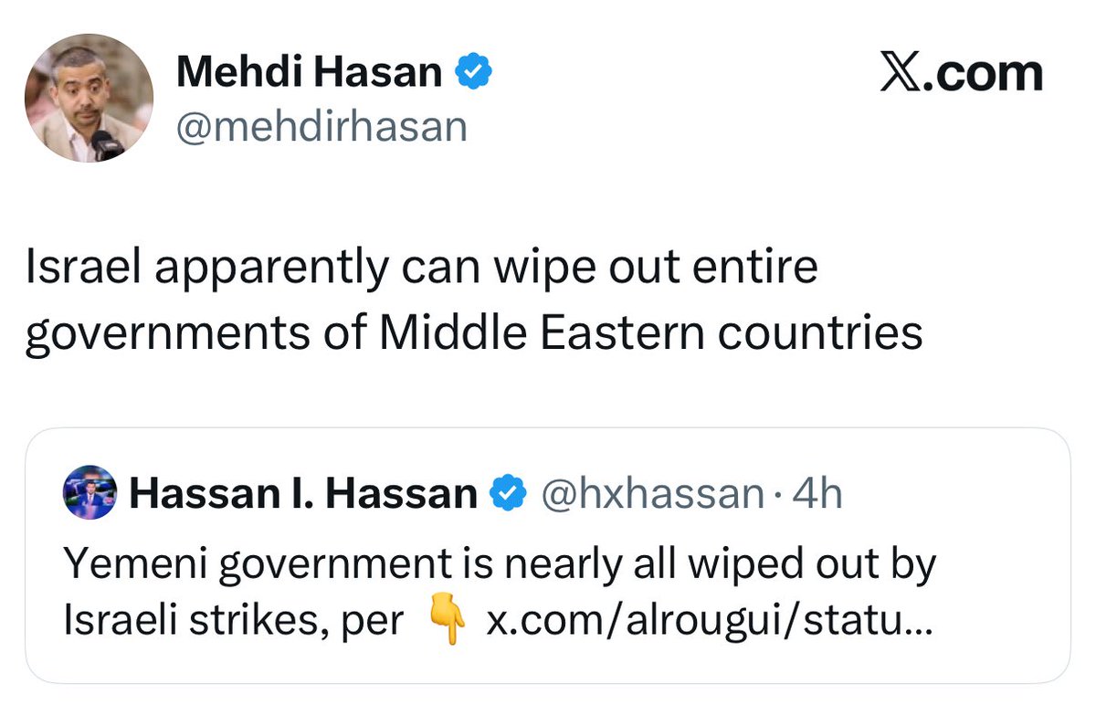Either Mehdi Hasan is so dumb that he thinks the Houthis are the Yemeni government or he’s an Islamist… or both.