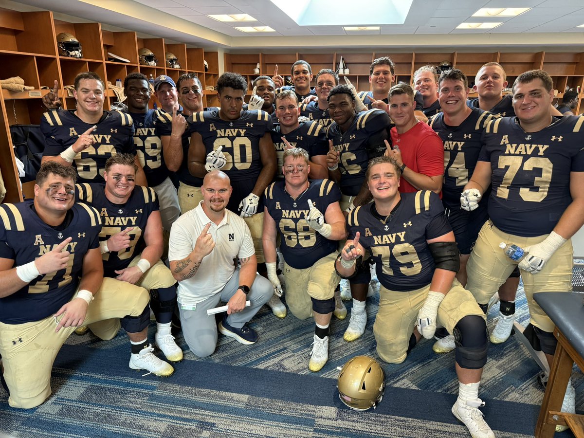 So proud of this group of guys. 464 yards rushing. 1-0. Still more work to do. 

#RollGoats | #NavyOL