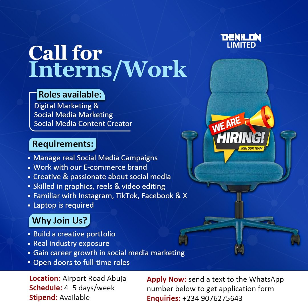 Techwinx's tweet image. If you are in Abuja or know anyone in Abuja. 
This might be interesting for you.
We&apos;re looking for people interested in  Digital Marketing,  Social media marketing,  content creation,  video editing etc.
To intern and learn while working with our E-commerce brand.