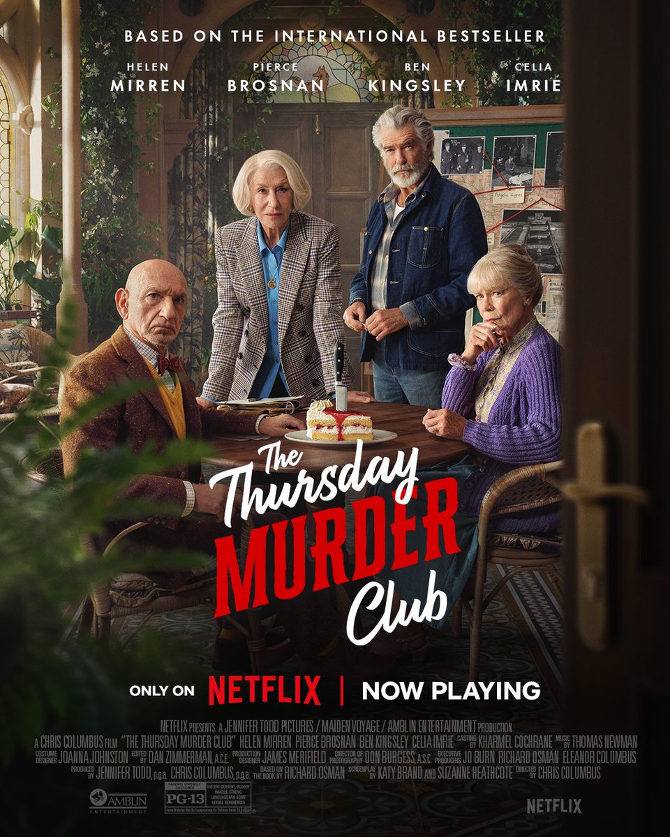 That was a lot of fun! The Thursday Murder Club. Great cast, good story, wonderful combination of mystery and fun. A typical British movie of the bygone age. More please!!