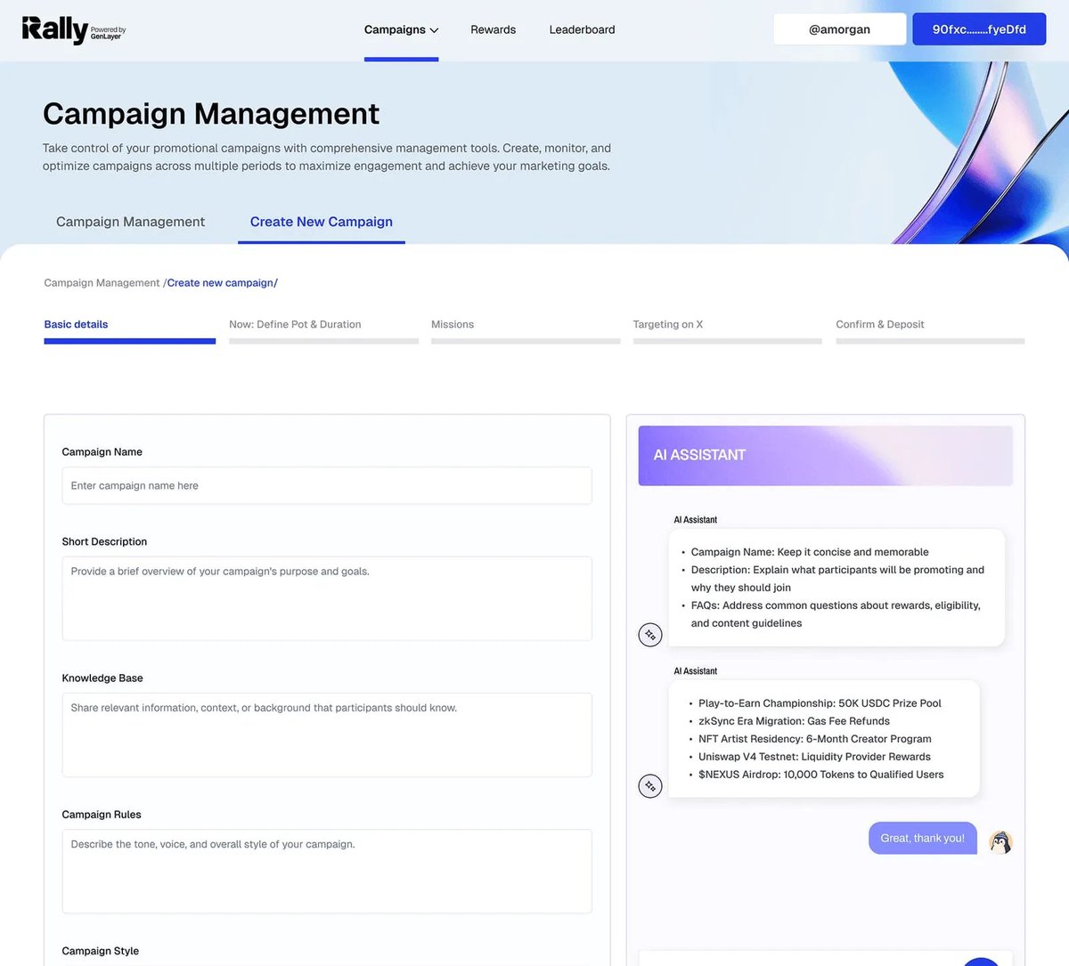 RallyOnChain's tweet photo. Are you a crypto project or brand?

We let you run decentralized, performance-based campaigns that:

⬩Target real communities, not bots
⬩Pay only for verified engagement
⬩Settle autonomously with AI-powered contracts
⬩Deliver real-time, onchain attribution