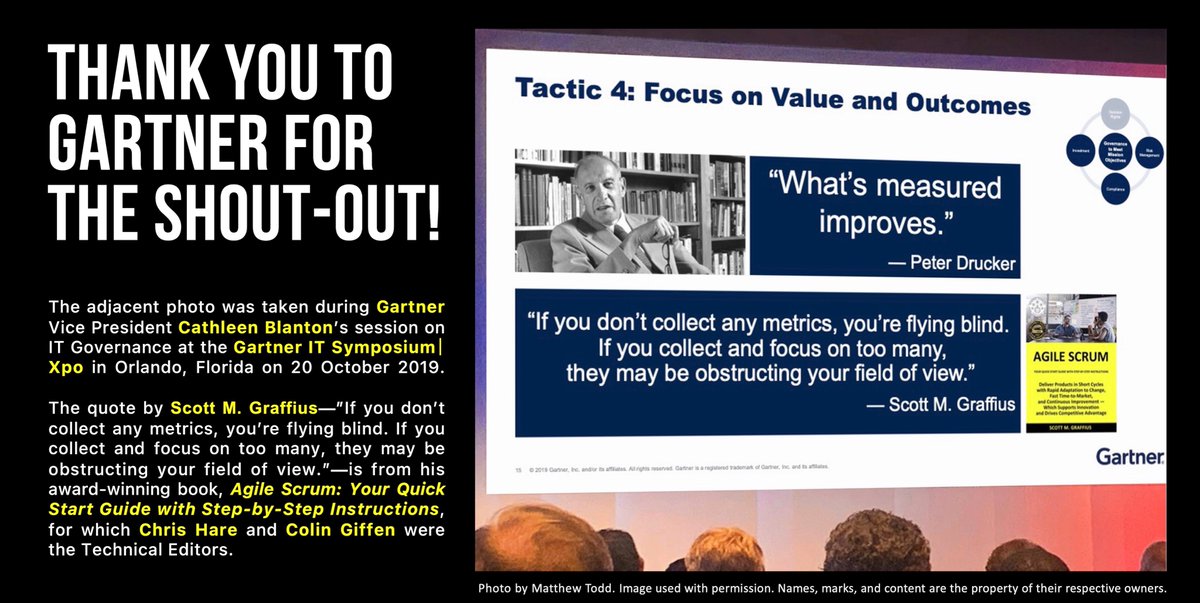 AgileScrumGuide's tweet image. Honored that Gartner featured content from "Agile Scrum: Your Quick Start Guide with Step-by-Step Instructions" book in their talk at the Gartner Information Technology Symposium. See photo.
🔗 scottgraffius.com/blog/files/Gar…
#Agile #Scrum #AgileScrumGuide #Technology #Metrics