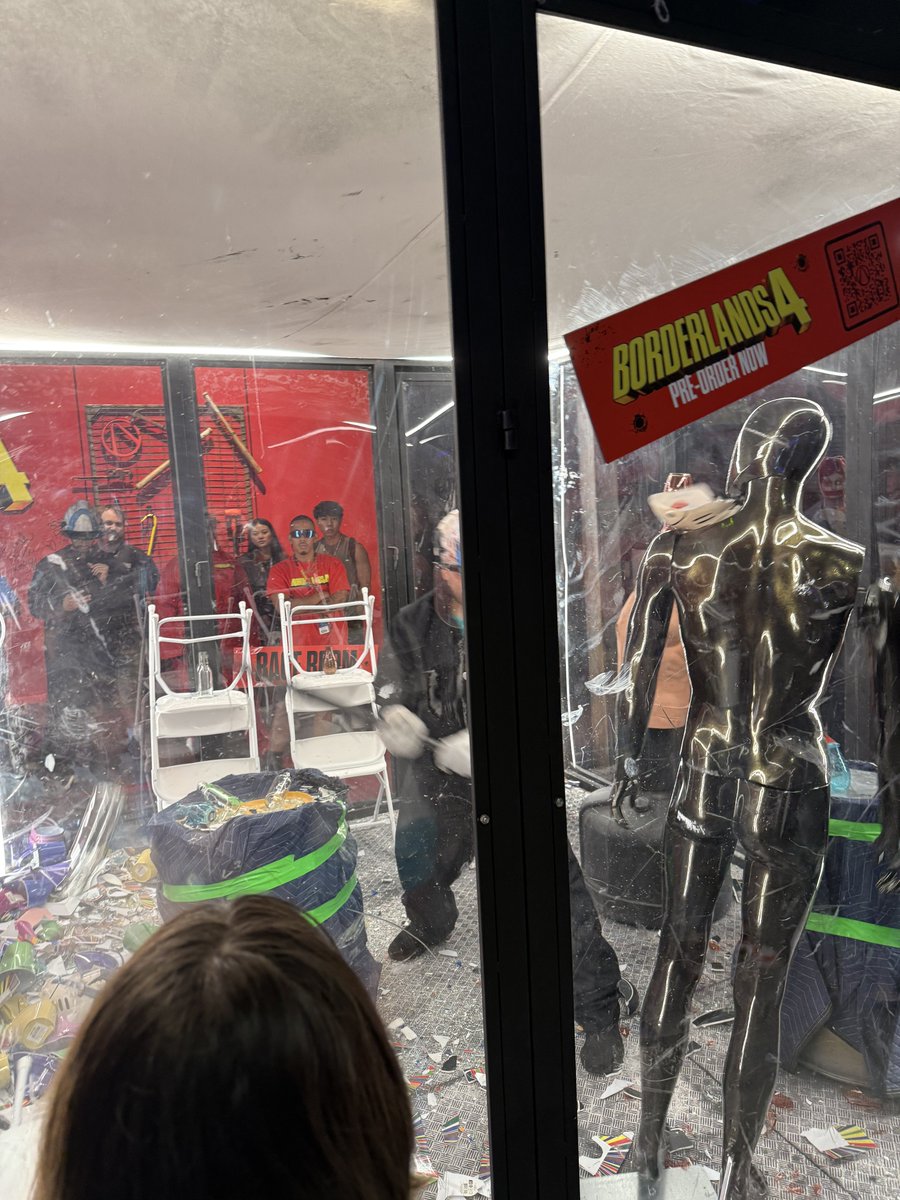 Rage Room at the Borderlands 4 booth, need one of these for the office.