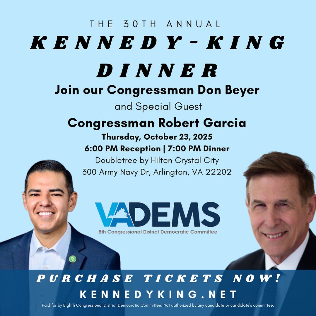 VA8thCDDems's tweet photo. Join us for the 30th Annual Kennedy-King Dinner! https://t.co/N8Jydq8sUT https://t.co/m6nxkszwAo