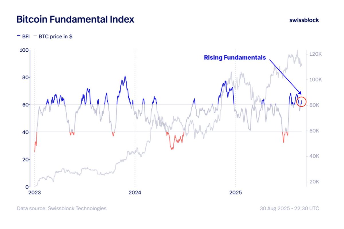 📈 Bitcoin Fundamentals Rising Both network growth and liquidity are  trending higher — a constructive backdrop last seen before major upside  phases. When fundamentals strengthen into corrections, $btc structure often  becomes the