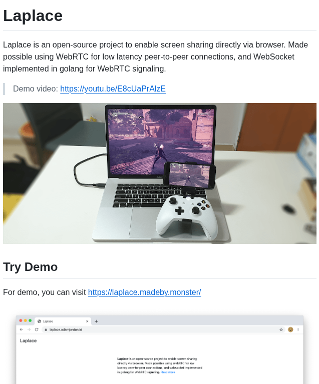 browser-based screen sharing with WebRTC and Go