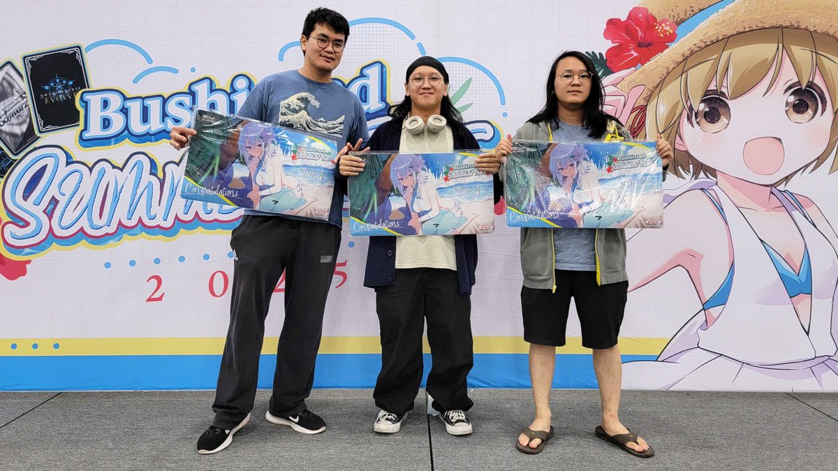 BushiroadEvents's tweet image. 🌺 BSF 2025 🌺

Congratulations to the top teams of Weiß Schwarz at Duluth, GA (USA)! 🎉

🏅 The Good, The Bad and The Kenny.
🥈 Let&apos;s Up Those Numbers! 
🥉 5 Working Arms 

#Bushiroad #BSF25