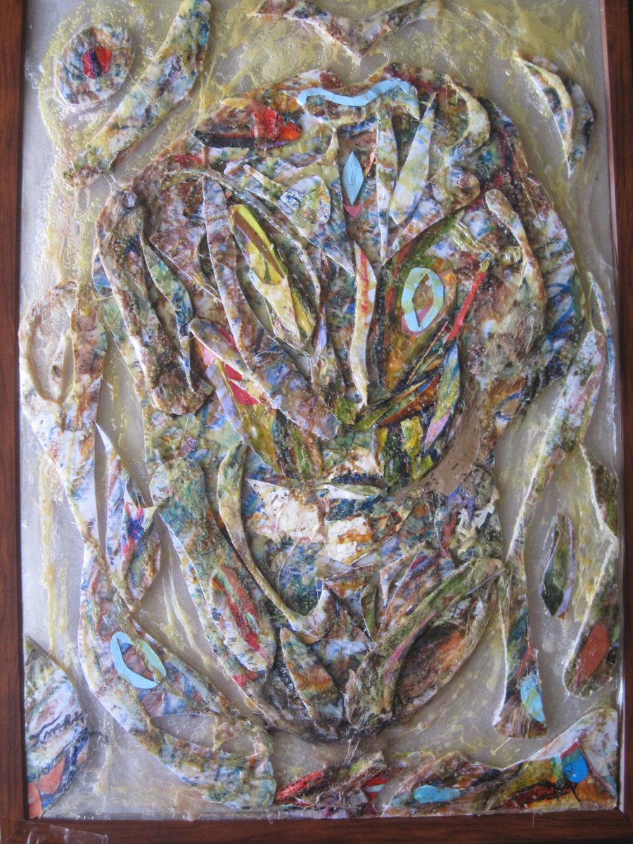 気に入ってるちぎり絵、辺境人