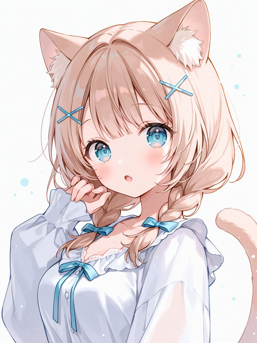 「おはにゃ✨🐾８月も最終日楽しむにゃ🤍🕊*♪」

ちょっとイメチェンで三つ編み！⸜(*ˊᗜˋ*)⸝

#うちの子モカ