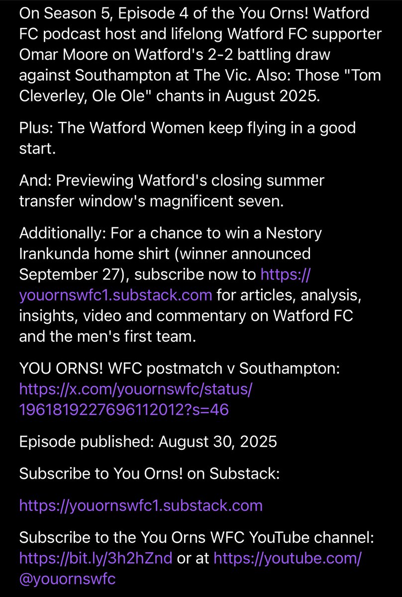 💛🖤🐝 NEW: The YOU ORNS! Watford FC #podcast: Watford Fight Back Against Saints And Sinners 

podcasts.apple.com/us/podcast/you…

#WatfordFC #SaintsFC #WATSOU #youorns! #ApplePodcasts
