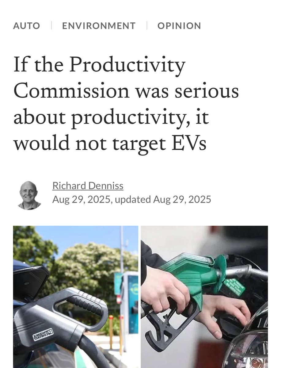 Australia facing huge challenges like climate change, wasting billions annually subsidising diesel for foreign owned mining companies and giving our gas away for free

So what does the Productivity Commission come up with?…a tax on EVs. Clowns.

thenewdaily.com.au/opinion/2025/0…
